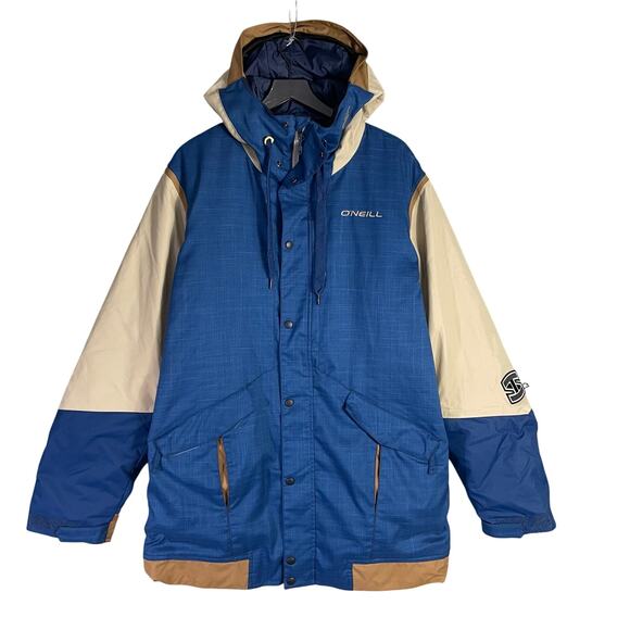 O’Neill Seb Toots Freedom Series Snowboard Jacket XL Blue Tan Hooded Waterproof - Picture 2 of 15